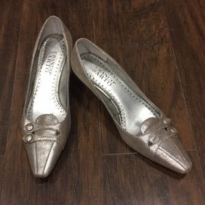 Silver kitten heel, size 6.5